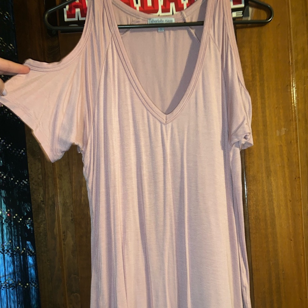Pink cold shoulder top
